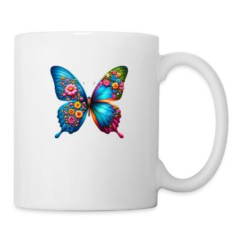Bunter Schmetterling, von der Natur inspirierte Sommerstimmungen - Tasse - Weiß - Rechts