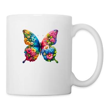 Bunter Schmetterling, von der Natur inspirierte Sommerstimmungen - Tasse - Weiß - Rechts