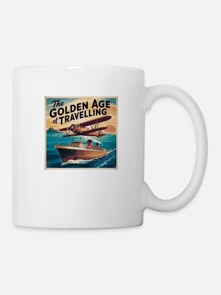 a vintage travel poster illustration wit J9ICn - Tasse - Weiß