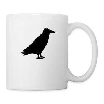 Rabe Vogel steht Krähe Silhouette Umriss schwarz - Tasse - Weiß - Rechts