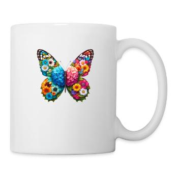 Bunter Schmetterling, von der Natur inspirierte Sommerstimmungen - Tasse - Weiß - Rechts