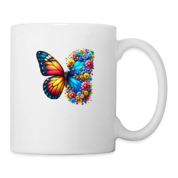 Bunter Schmetterling, von der Natur inspirierte Sommerstimmungen - Tasse - Weiß - Rechts