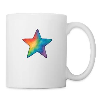 Watercolor Star – Bunter Stern im Aquarellstil - Tasse - Weiß - Rechts