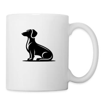 Schlichtes Hundemotiv Jagdhund Silhouette - Tasse - Weiß - Rechts