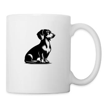 Klassischer Jagdhund vintage Dackelzeichnung - Tasse - Weiß - Rechts