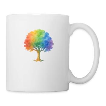 Rainbow Tree – Colorful watercolor tree full of life and - Mug - white - Right