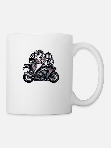 Biker Geisha - Tasse - Weiß