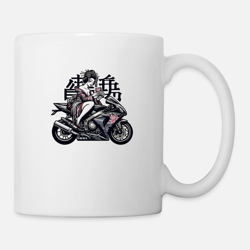 Biker Geisha - Tasse - Weiß
