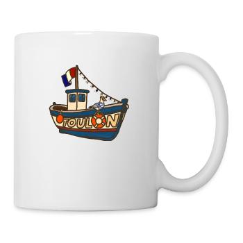 Fishing boat Toulon with funny gull - Mug - white - Right