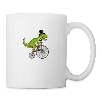 T-Rex auf dem Dino-Fahrrad - Tasse - Weiß - Rechts