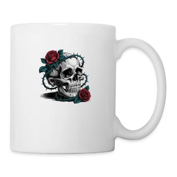Crâne avec des fleurs de roses - Mug blanc - blanc - Droite