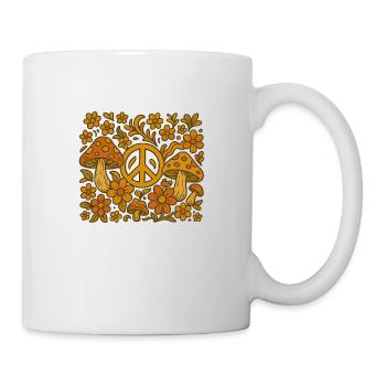 Flower-Power Psychedelic Vintage 70er Jah - Tasse - Weiß - Rechts
