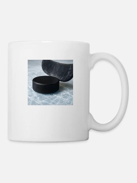 Eishockey - Schläger und Puck - Tasse - Weiß