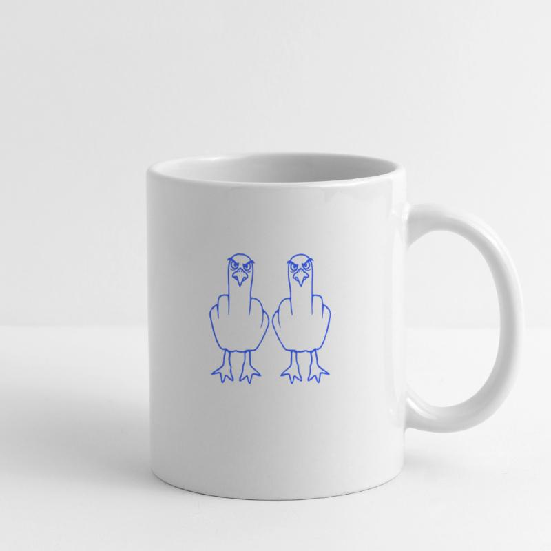 2 Möwen Mittelfinger Beleidigung Stinkefinger Team Tasse