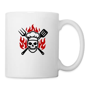 Grill crâne cuire flamme - Mug blanc - blanc - Droite