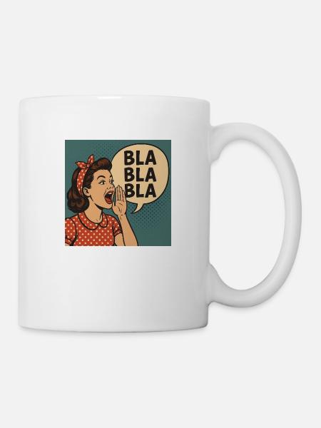 Retro Mädchen Schreien Bla Bla Bla Bla Bla Bla - Tasse - Weiß