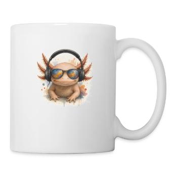Axolotl in retro look with cool sunglasses - Mug - white - Right