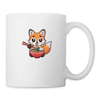 Mignon renard kawaii mangeant des ramen - Mug blanc - blanc - Droite