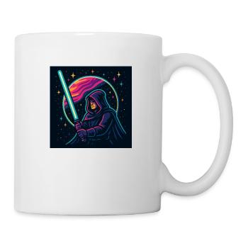 T-shirt with a neon knight on the background of space - Mug - white - Right