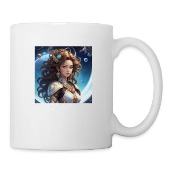 La reine de l’espace sur fond de planètes - Mug blanc - blanc - Droite