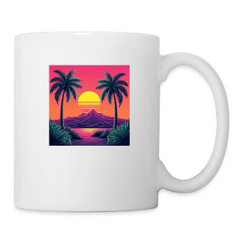 Lebendiger Retro-Sonnenuntergang im Stil der 80er Jahre - Tasse - Weiß - Rechts