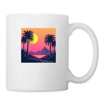 Lebendiger Retro-Sonnenuntergang im Stil der 80er Jahre - Tasse - Weiß - Rechts