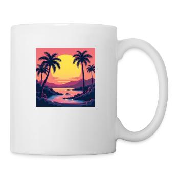 Lebendiger Retro-Sonnenuntergang im Stil der 80er Jahre - Tasse - Weiß - Rechts