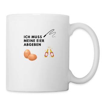 JGA, Eier abgeben, Peitsche, Bier - Tasse - Weiß - Rechts