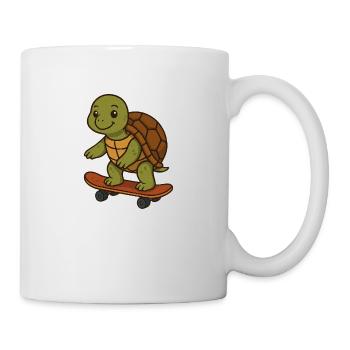 Skater Turtle – Coole Schildkröte auf Skateboard - Tasse - Weiß - Rechts