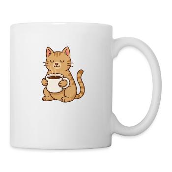 Coffee Cat – Cute cat with coffee cup for tomorrow - Mug - white - Right