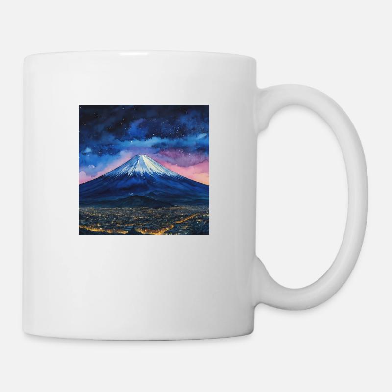 Sternennacht über Fuji - Tasse - Weiß