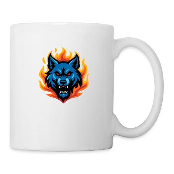Wolf – Grimmige Flamme | Urbanes Zodiac-Maskottchen - Tasse - Weiß - Rechts