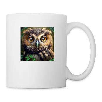 Owl Face Portrait Forest Bird of Prey Vigilant - Mug - white - Right