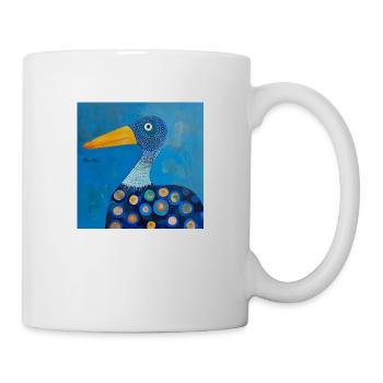 Blau bunte Ente stilisiert abstrakt Kinderzimmer - Tasse - Weiß - Rechts
