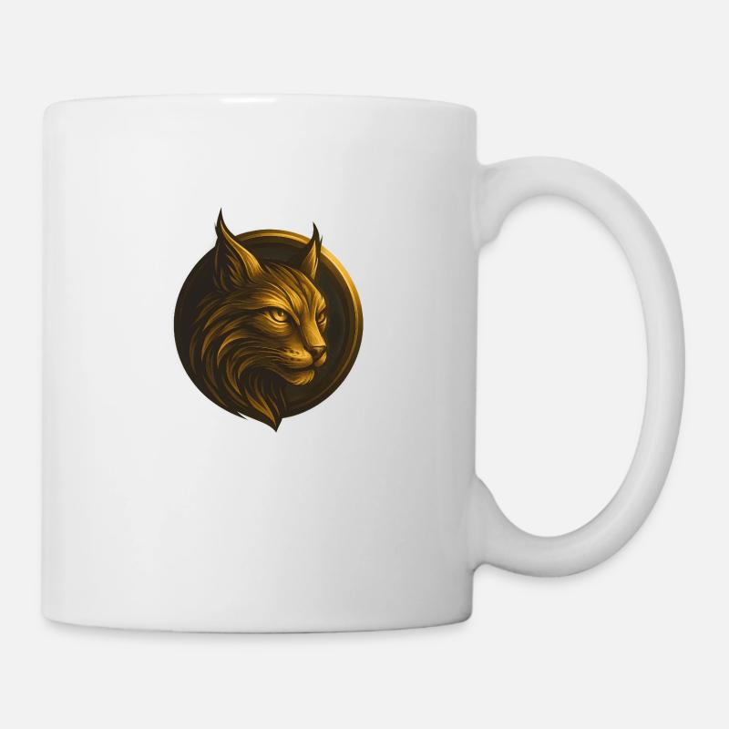 Luchs im Emblem – Wildes Waldtier im edlen Stil - Tasse - Weiß