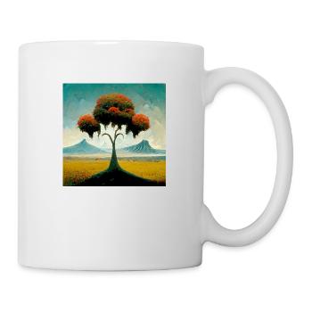 Surrreal Landscape Tree Solitude Mountains - Mug - white - Right
