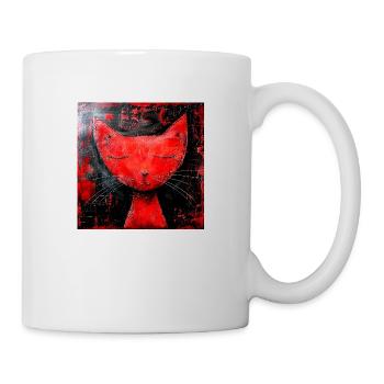 rote Katze grafisch stilisiert abstrakt Ruheraum - Tasse - Weiß - Rechts
