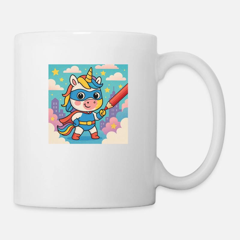 Licorne super-héroïne dans le monde des couleurs - Mug blanc - blanc