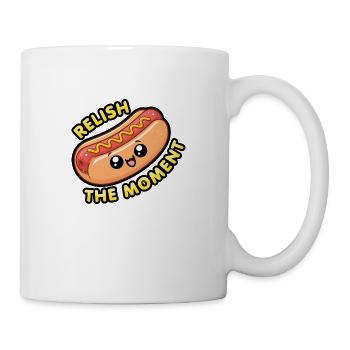 Kawaii Chibi Hotdog – Genieße den Moment Lustiges Essen - Tasse - Weiß - Rechts