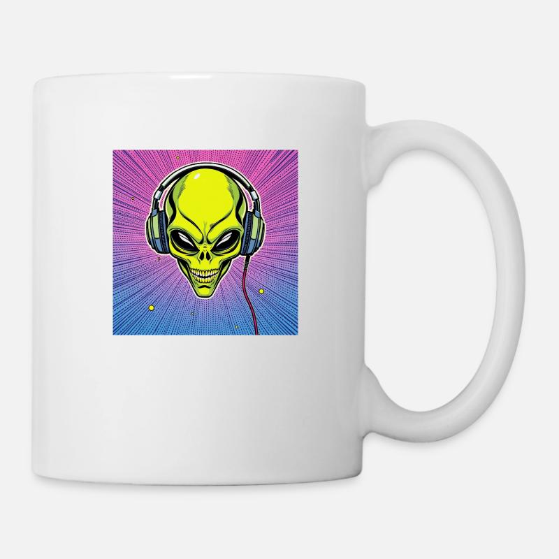 Alien Skull Headphones - Mug - white