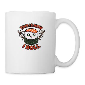 Kawaii Chibi Sushi Rolle – So rolle ich lustig - Tasse - Weiß - Rechts