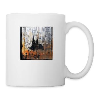 Graffiti Kölner Dom Silhouette rostig Hintergrund - Tasse - Weiß - Rechts