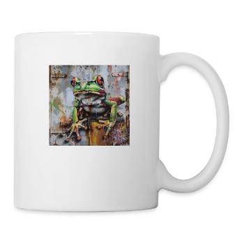 Graffiti grüner Frosch rostige Oberfläche - Tasse - Weiß - Rechts