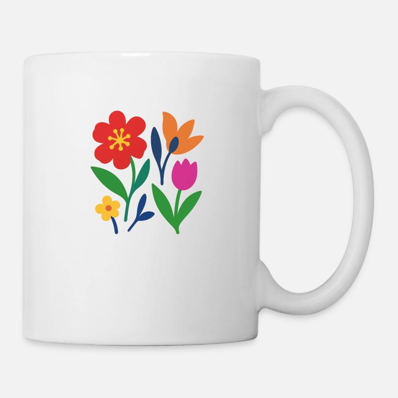 Pop Flowers – bunt & stilisiert - Tasse - Weiß