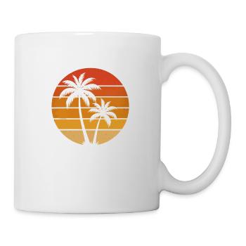 Palmiers rétro coucher de soleil – Motif de plage vintage - Mug blanc - blanc - Droite
