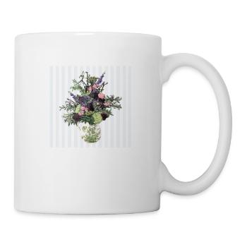 Still Life Flower Vase Bouquet Vintage in Oil - Mug - white - Right