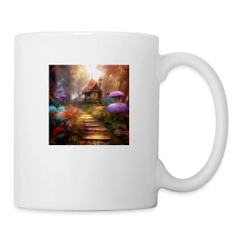 Fantasy Fairy Tale House Mushrooms Path Dreamlike - Mug - white - Right