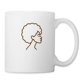 Afro Frau Line Art – Minimalistische One-Line - Tasse - Weiß - Rechts