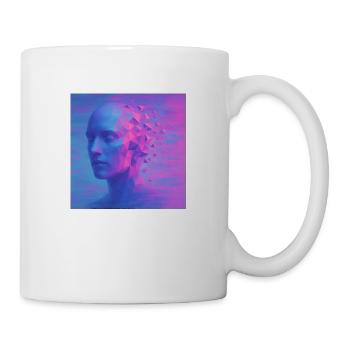 Futuristic head in digital style - Mug - white - Right