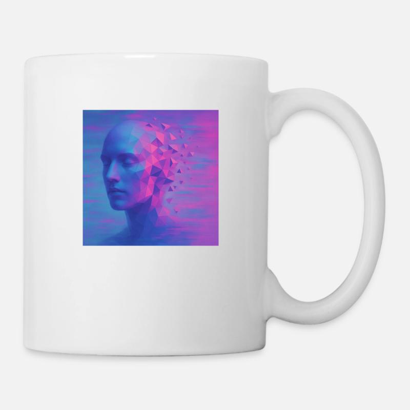 Futuristic head in digital style - Mug - white